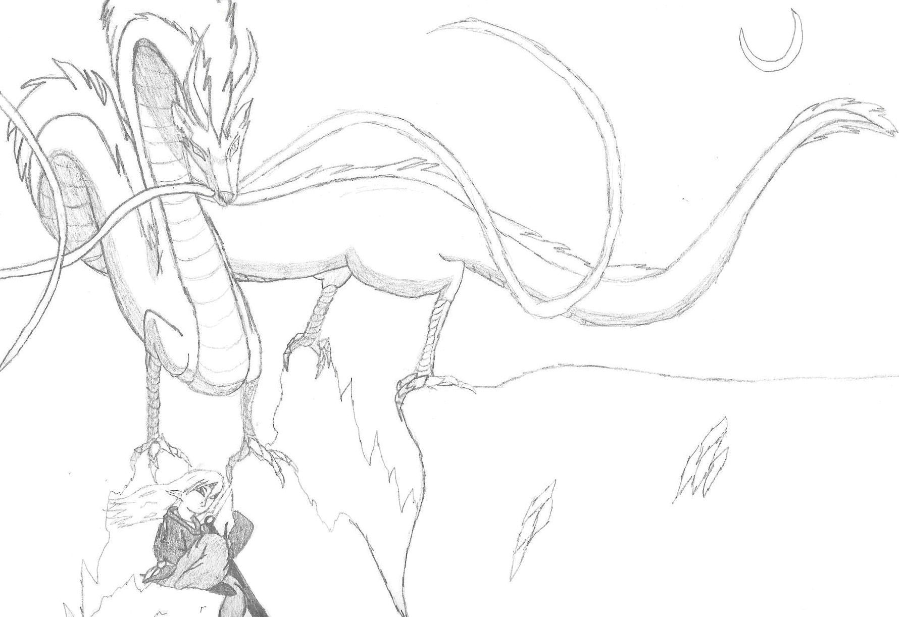 Haku dragon form with Rei Anul by Rei_Anul_Sama