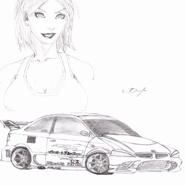 Race girl with Honda Civic Si by Reno317