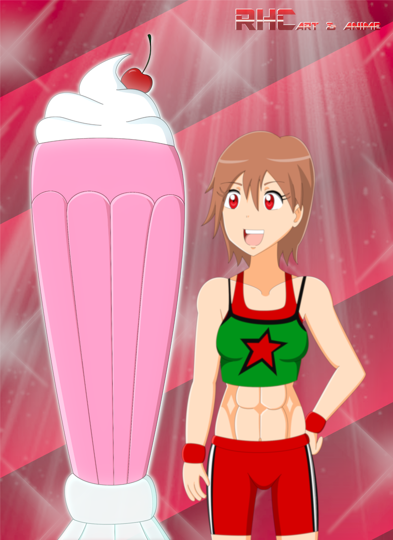 Noelle and the GIANT strawberry shake by RevolutionHellCowboy