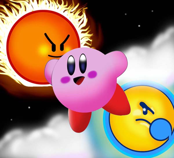 Kirby VS. Mr.Shine and Mr.Bright by Revolver89