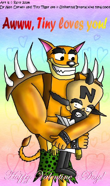 Cortex and Tiny:  Tiger Hug by Rexy