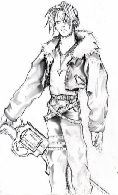 toned drawing of squall(requested) by Riku-V1
