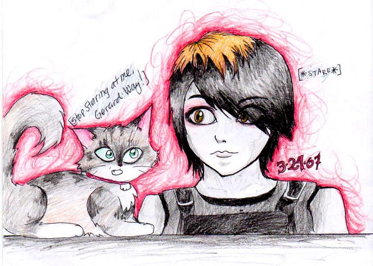 Annoyed Cat and Gerard Way~ by RikuLovesArmand