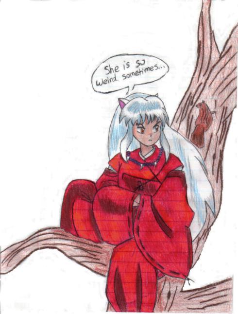 Inuyasha sitting in a tree by Rikumarusha