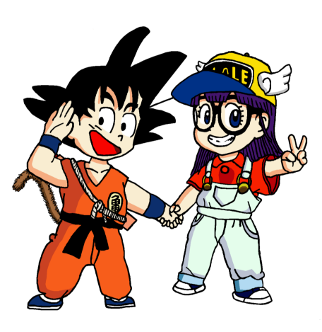 Goku and Arale (antialiased) by RisanF