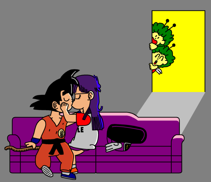 Goku/Arale Kiss (antialiased) by RisanF