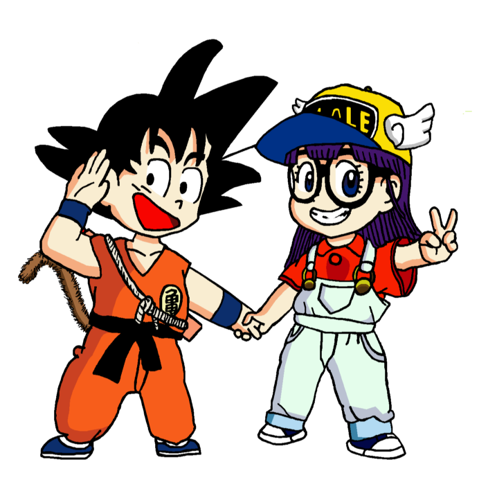 Goku and Arale (hands-edit) by RisanF