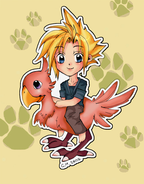 Cloud Strife on Pink Chocobo by River_Phoenix