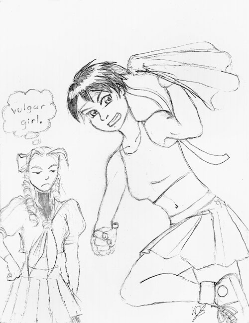Sakura and (a disapproving) Karin by RurouniKJS