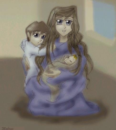 Seto, Monet and Mommy by RyouGirl