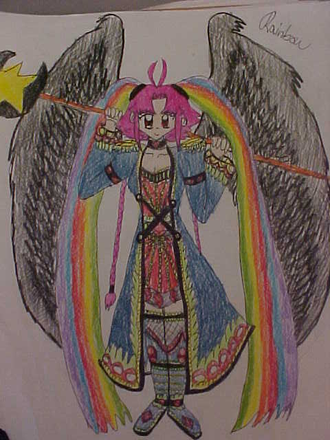 Rainbow with her claw staff by rainbow101