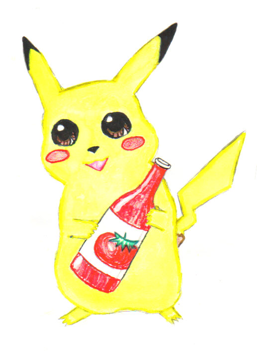 Pikachu and ketchup by randomosity