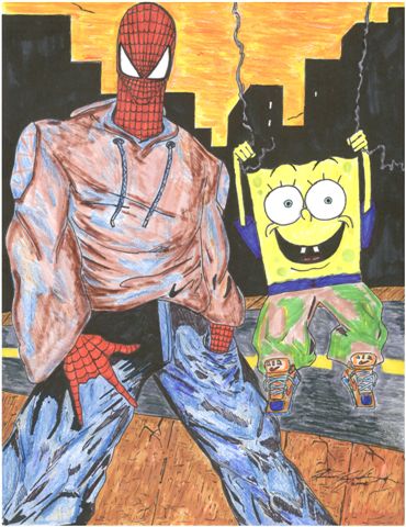 Spiderman & Spongbob by randyran