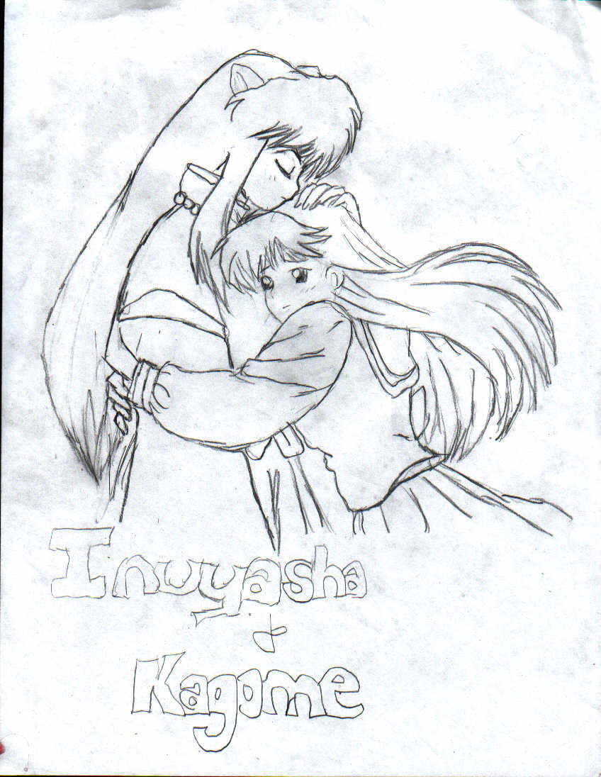 inuyasha n kagome uncolored by ray_lover100