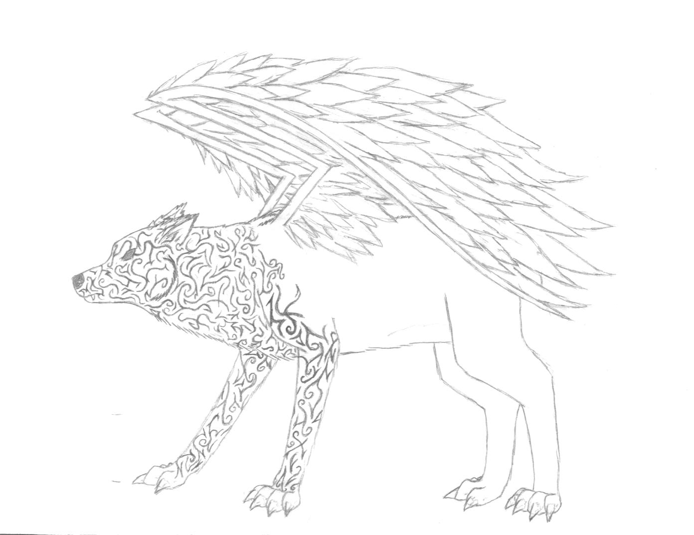 unfinished flying wolf by redstreak