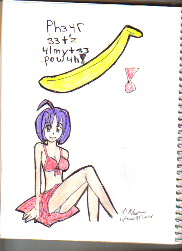 Banana and A girl. F.Y.I. It's not l33t! by reezi