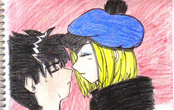 hiei and girl kiss. well almost. . . by reezi