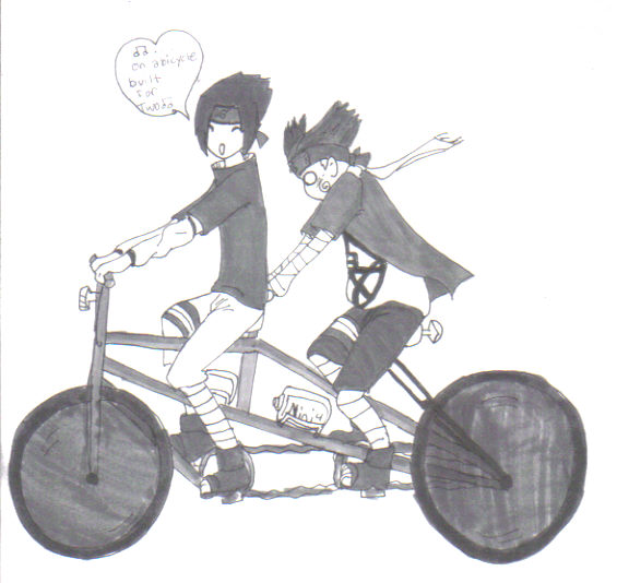 Choji and Sasuke on bicycle by reezi
