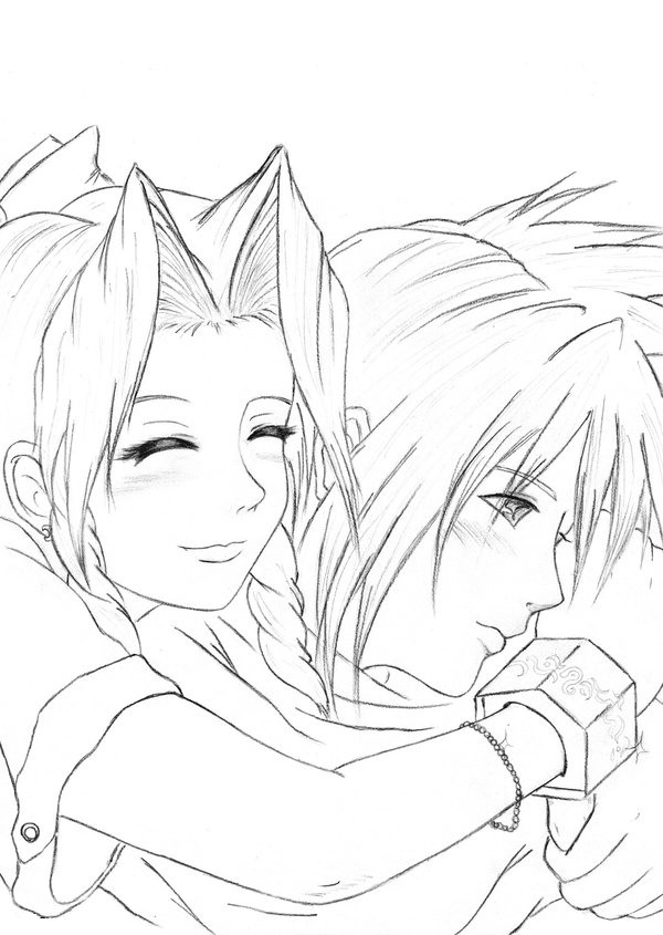 Aeris and Cloud by refia