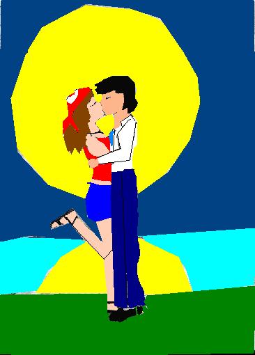 Ash and May kissing (Colored version) by riana