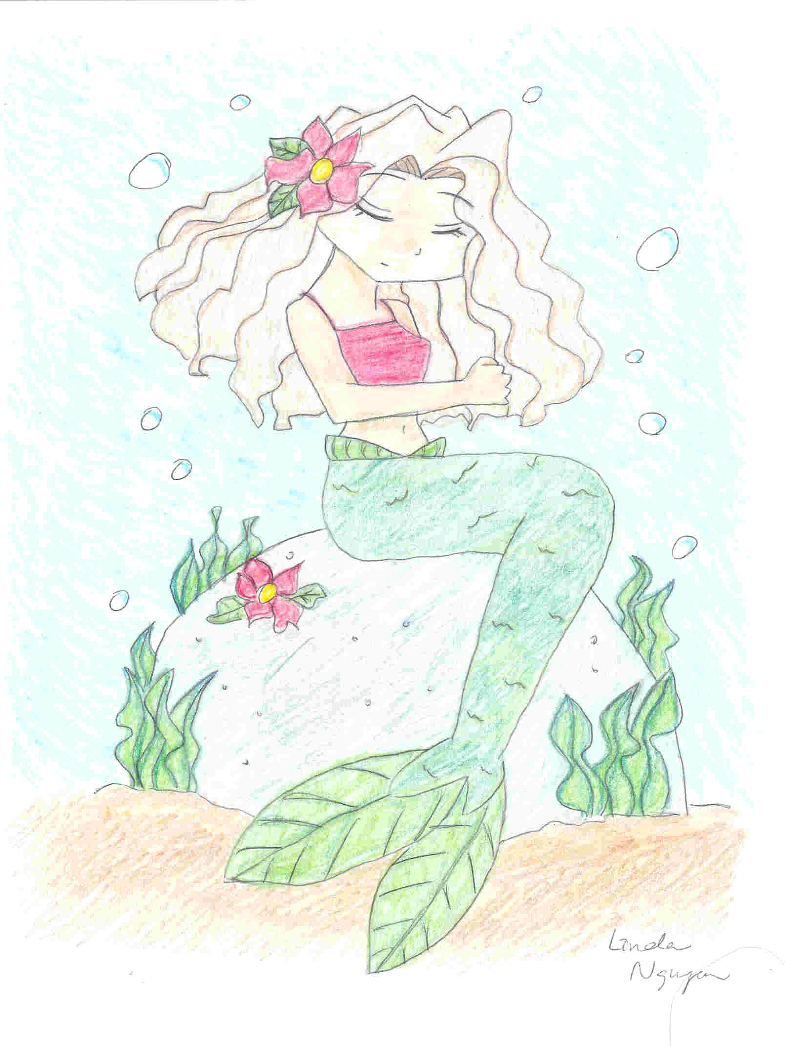 Mermaid Sitting On A Rock by rinde16