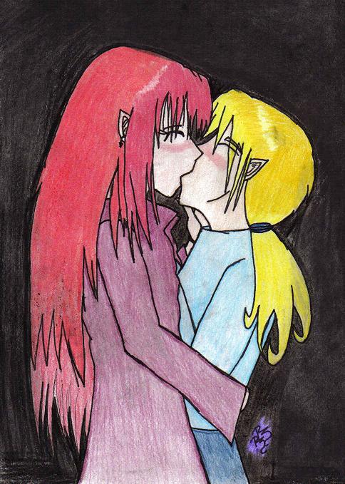 a simple kiss (colored) by rinibabe