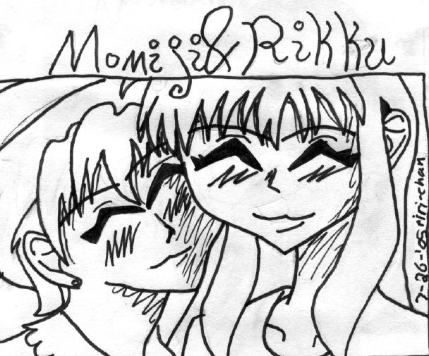 Momiji and Rikku (inked) by riri-chan