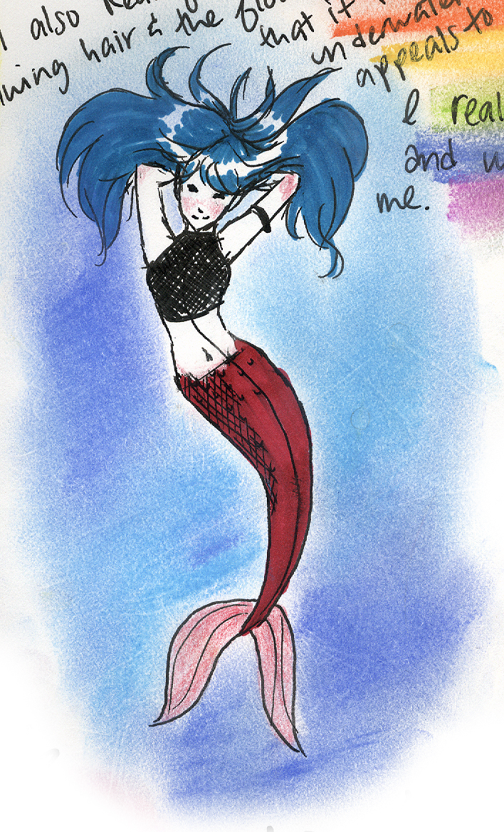 Chalk Pastel Mermaid Doodle by rlkitten
