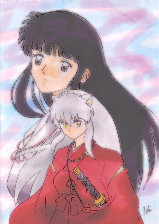 Inuyasha & Kikyou(colored) by SDlai88