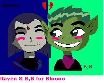 Raven and Beastboy"chibi love" for Bloooo by SOPHIE_M_mangagirl