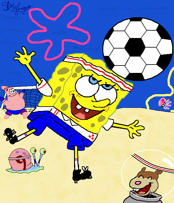 Spongebob playing footy (with friends) for stinger by SOPHIE_M_mangagirl