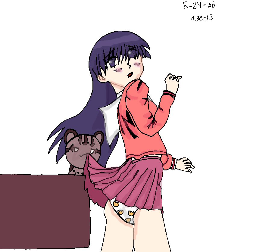 Maya lifts Sakaki's skirt by SSGoshin4