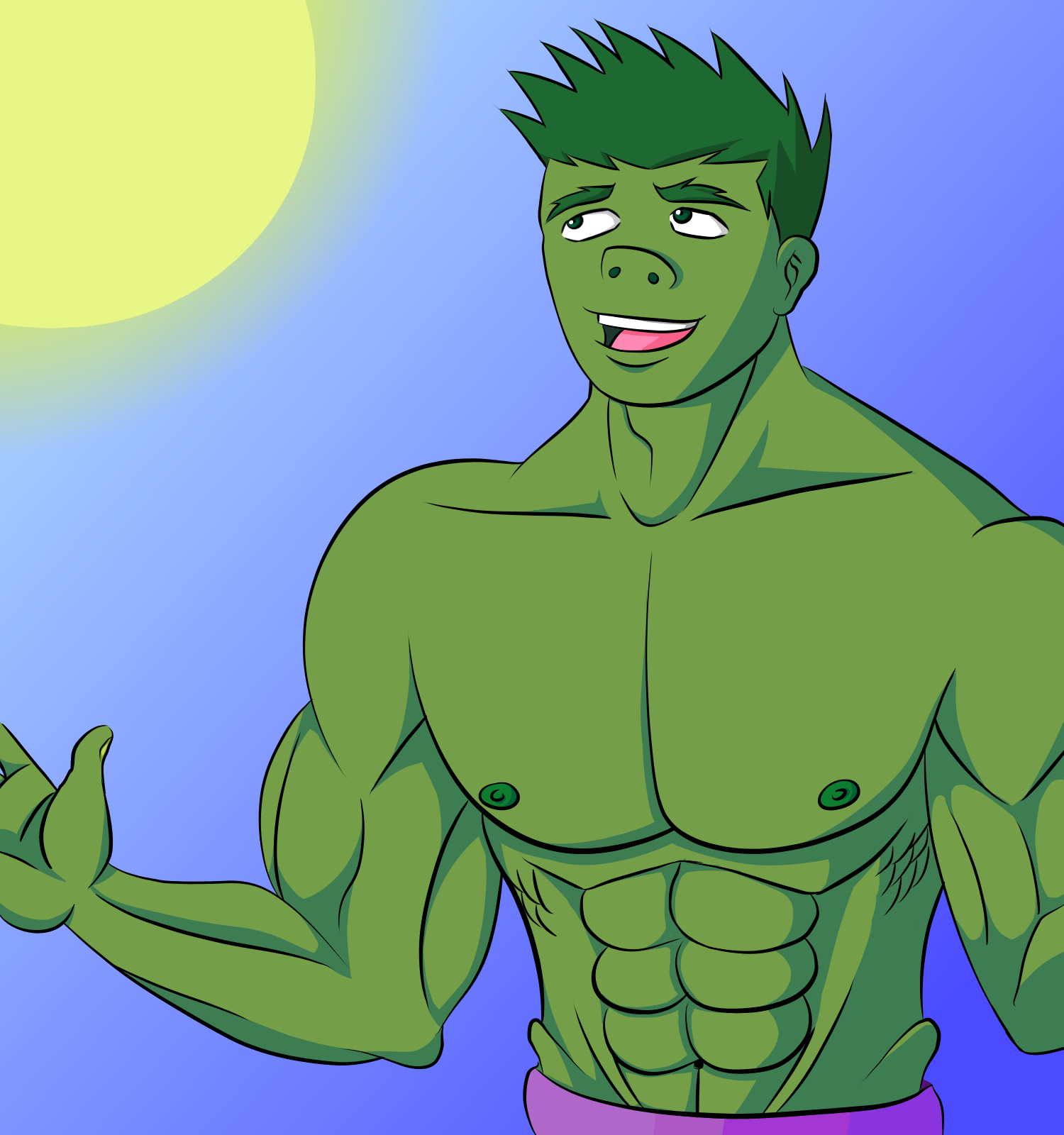 The Hulk is looking at the sun by SailorSeiyaDigiJem