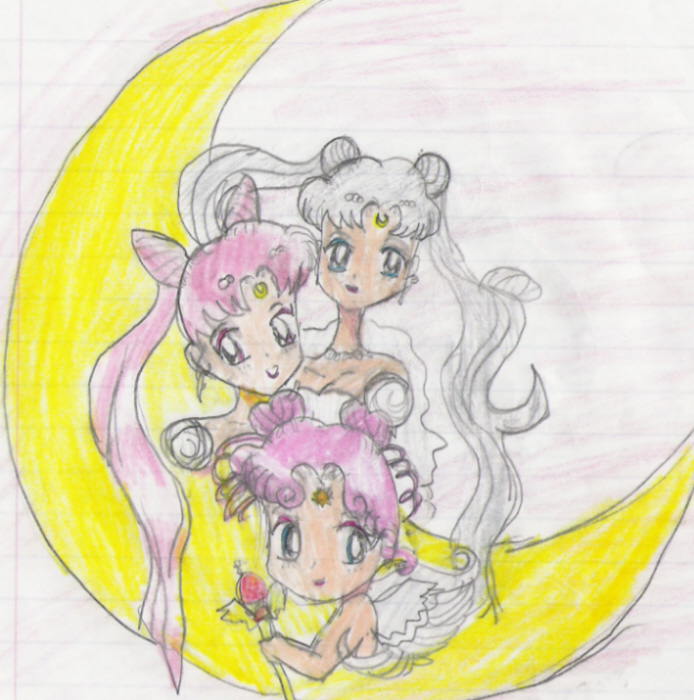 Queen Serenity , Rini, and Chibi Chibi by Saki-Sama