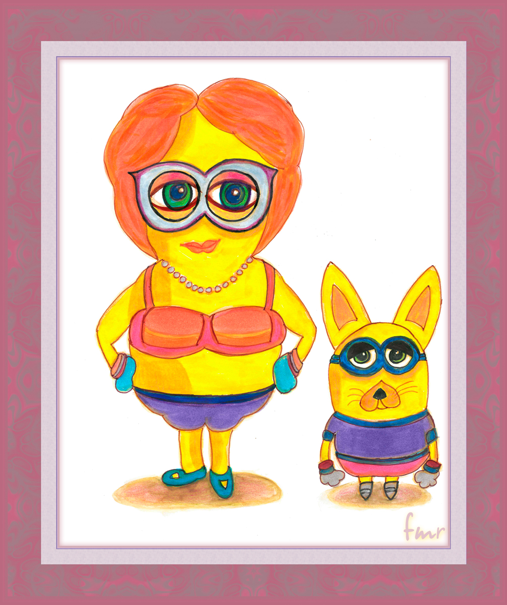 Red Head Minionette and Doggie by Saltwater