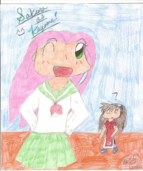 Sakura as Kagome!(contest picture for  Ollie   is by Sango808