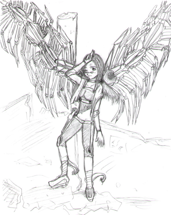 Angel With Mecha Wings by Sanoshi