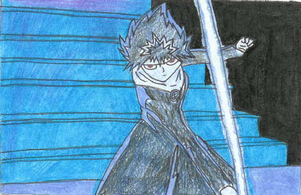 Hiei Slashing His Sword  (for rikugirlfriend) by SassyBotan8990