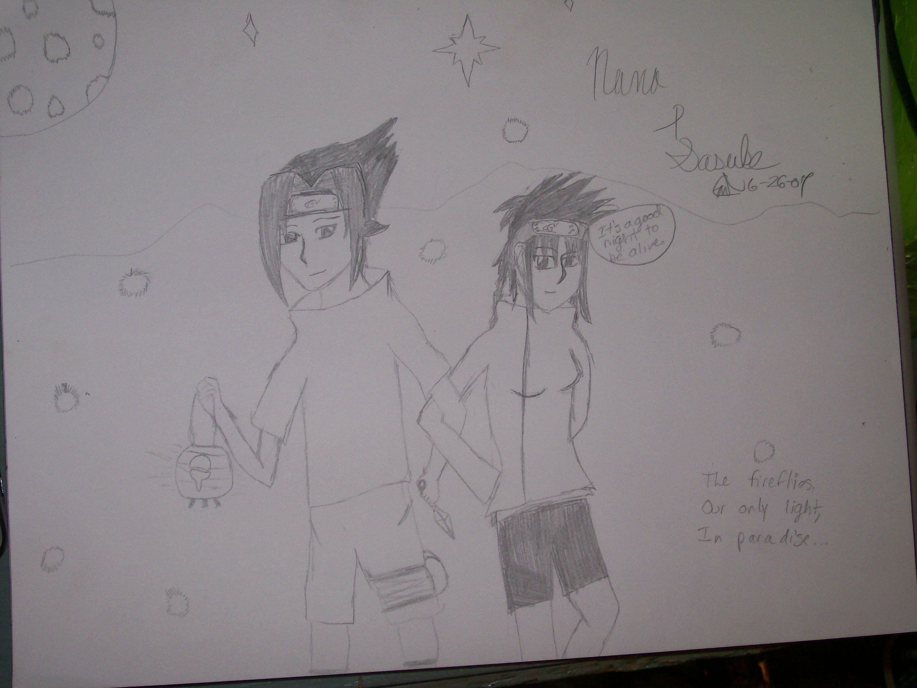Sasuke and Nana {drawing request for gothic_genie} by Sasuke_Uchiha1121