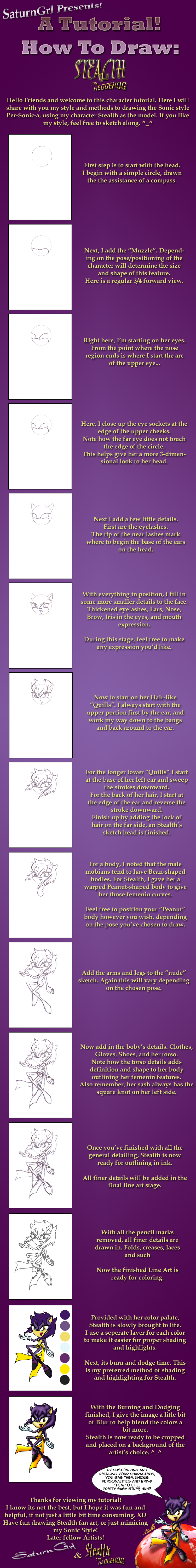 How to Draw Tutorial: Stealth the Hedgehog by SaturnGrl