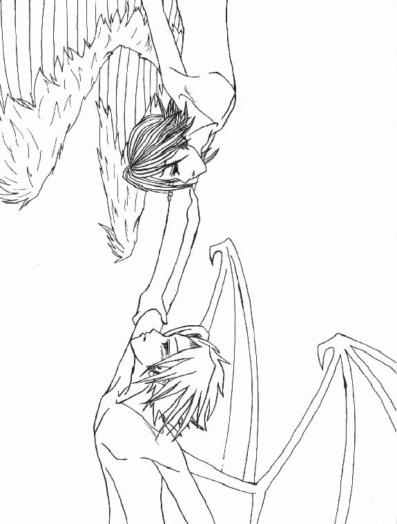 Angels and Demons (uncolored) by SenayDragon