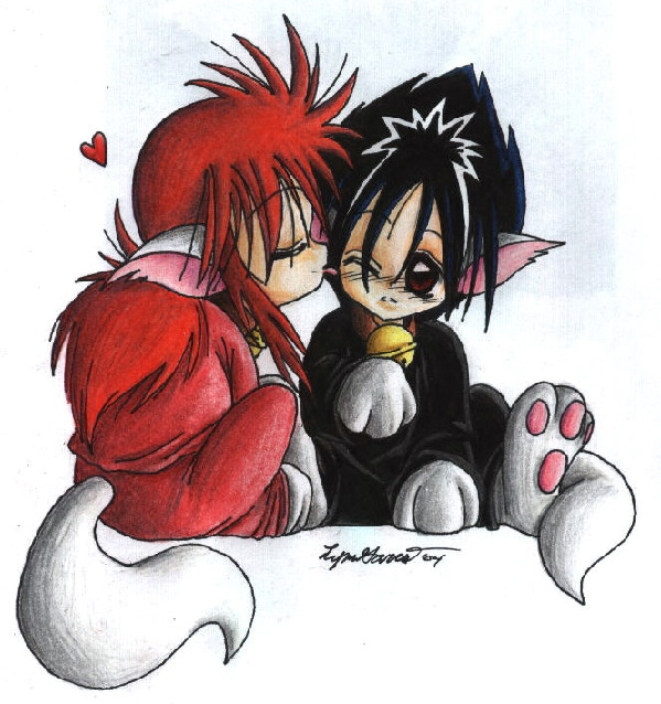 Hiei and Kurama Kitties (cuteness factor= VERY HIG by SenayDragon