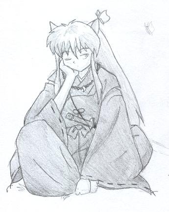 Sitting Inuyasha with some butterflies ^_^ by Sesshoumaru_Dbz5