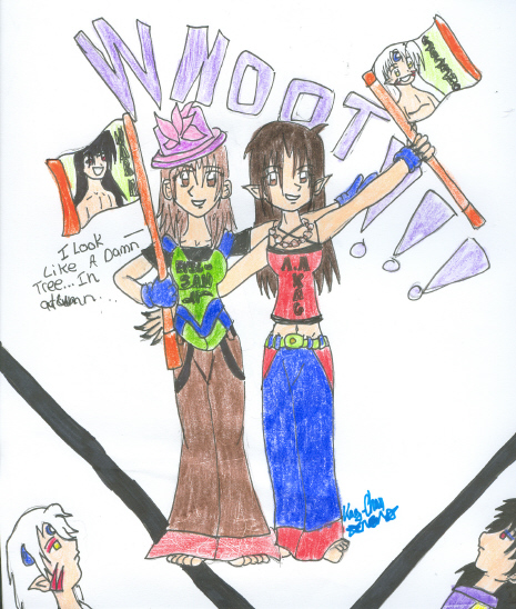 Me and Evil-San with Chibi Naraku and Sessho flags by SesshyBaby