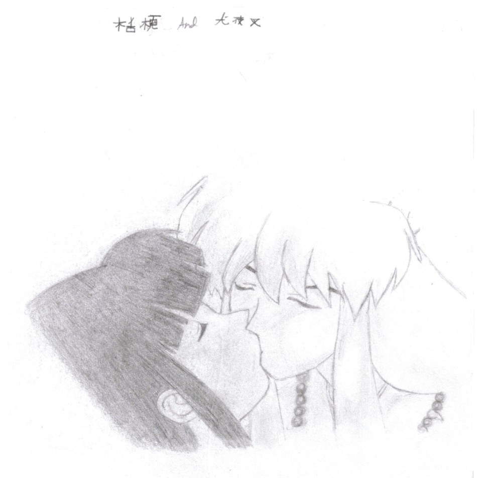 Inuyasha and Kikyo kiss by SesshyInu123