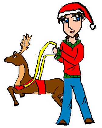 Reindeer on a leash by Sesshy_Hiei_Luvr