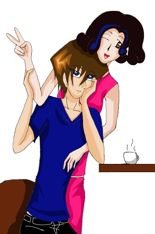Kaiba and Liz Coffee Shop (Art Trade With PuffBubb by SetoAngel01