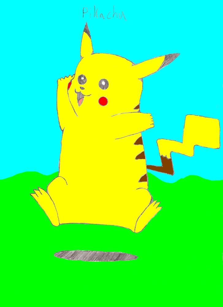 Happy Pikachu(MScolored w/background) by Setofan93