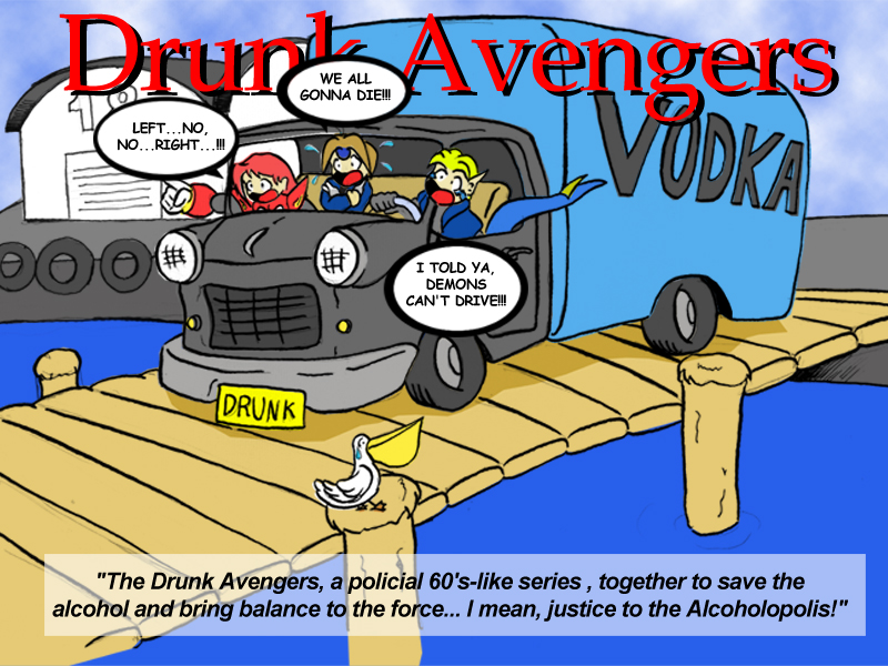 Drunk Avengers by SewerShark