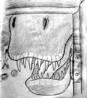 Dangerous!  T-rex on the window! by ShadinaLonesea